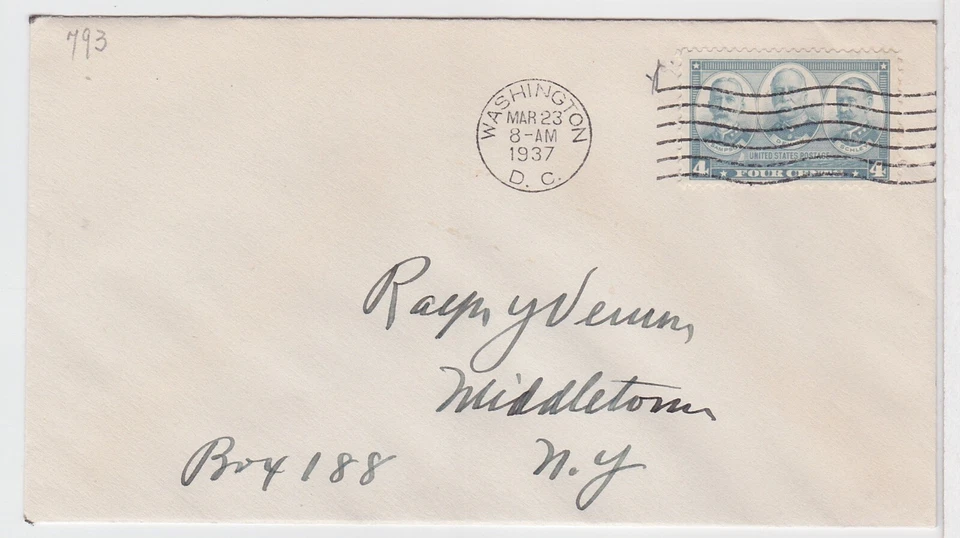 TurtlesTradingPost - Army Navy - 4 Cent Navy  #793 1937 FDC  No Cachet - Image 1 of 1