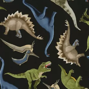BTHY realistische Dinosaurier schwarz Baumwollstoff Meterware zeitlos C5726 - Bild 1 von 1