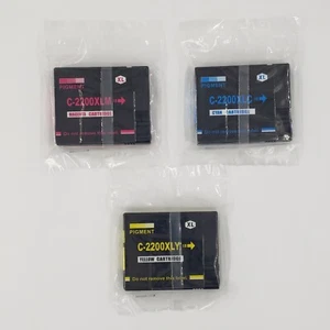 3 Pack Ink Cartridges C-2200XLC Cyan, C-2200XLY Yellow, C-2200XLM Magenta - Picture 1 of 7