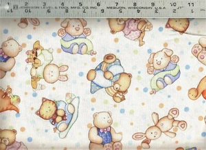 Quilting Treasures Lullaby Baby Animals Toys Cream 100% Cotton Quilt Fabric BTY - Picture 1 of 1