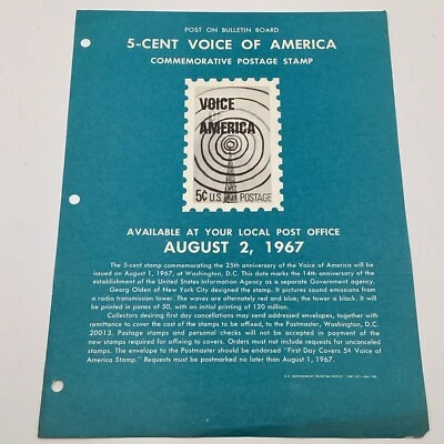 1967 5¢ Information Agency Voice Of America Commemorative Postage Stamp FDC Ad - Image 1 of 4
