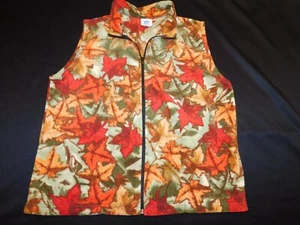 PFI FASHION FLEECE VEST AOP LEAVES LEAF FALL AUTUMN MADE IN USA WOMENS M / L - Picture 1 of 5