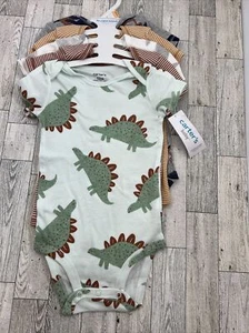 Carters Baby Boys 5 Pack Bodysuit Set Short Sleeve Dino Tractor Stripe - Picture 1 of 8