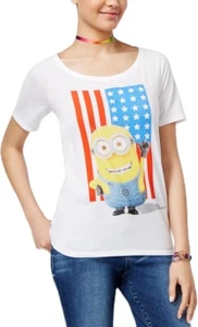 Despicable Me Juniors' Minion Flag Graphic T-Shirt by Hybrid, White, sz XL - Picture 1 of 1