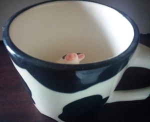 Humor Cowhide Mug Ceramic with Calf Inside Bottom Unidentified circa 1990 - Picture 1 of 3