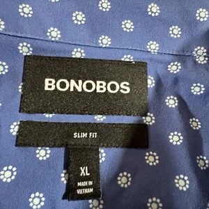 BONOBOS Tech Shirt Men's XL Flowers All Over Print Performance Button-Up Shirt - Picture 1 of 6