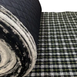 Quilted Fabric TARTAN Check Viscose Lining Dress Upholstery Coat Material 150CM - Picture 1 of 5