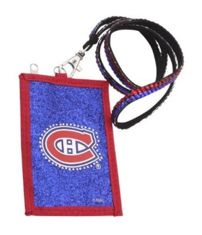 Montreal Canadiens Beaded Lanyard ID Wallet Rhinestone Bling Cover