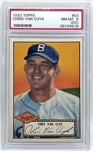 1952 Topps #53 Chris Van Cuyk Black Back Rookie Card PSA 8(OC) NM-MT - Picture 1 of 2