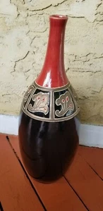Pier One Decorative Vase.. Red, Black And Gold - Picture 1 of 7