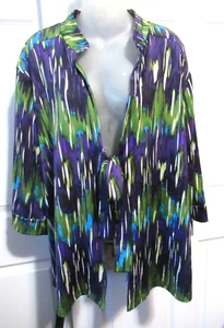 VIKKI VI Colorful Graphic Streaked Slinky Front Tie Jacket 3X - Picture 1 of 5