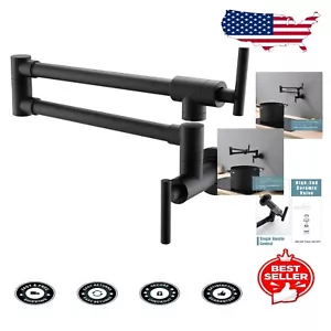 Elegant Black and Brass Pot Filler Faucet - 360° Swivel for Effortless Use - Picture 1 of 9