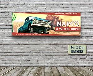 1958 Chevrolet Dealer Garage Banner Hot Rod Truck Pickup NAPCO Block 4x4 Pickup - Bild 1 von 2