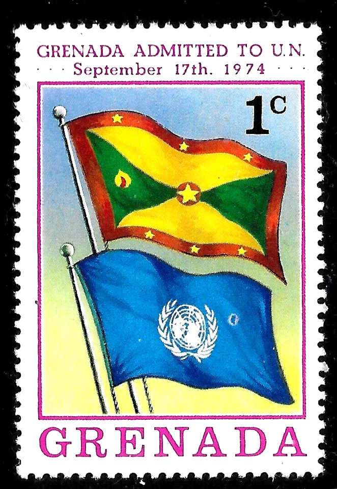 Admisión de Granada a la ONU # 622 1c. 1975. BANDERA 🔥MNH OG VF Foto 1 de 1