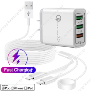 3 in 1 USB Magnetic Charger Cable For iPhone Apple Watch 7/6/5/4/3/2/1/SE Cord - Picture 1 of 16