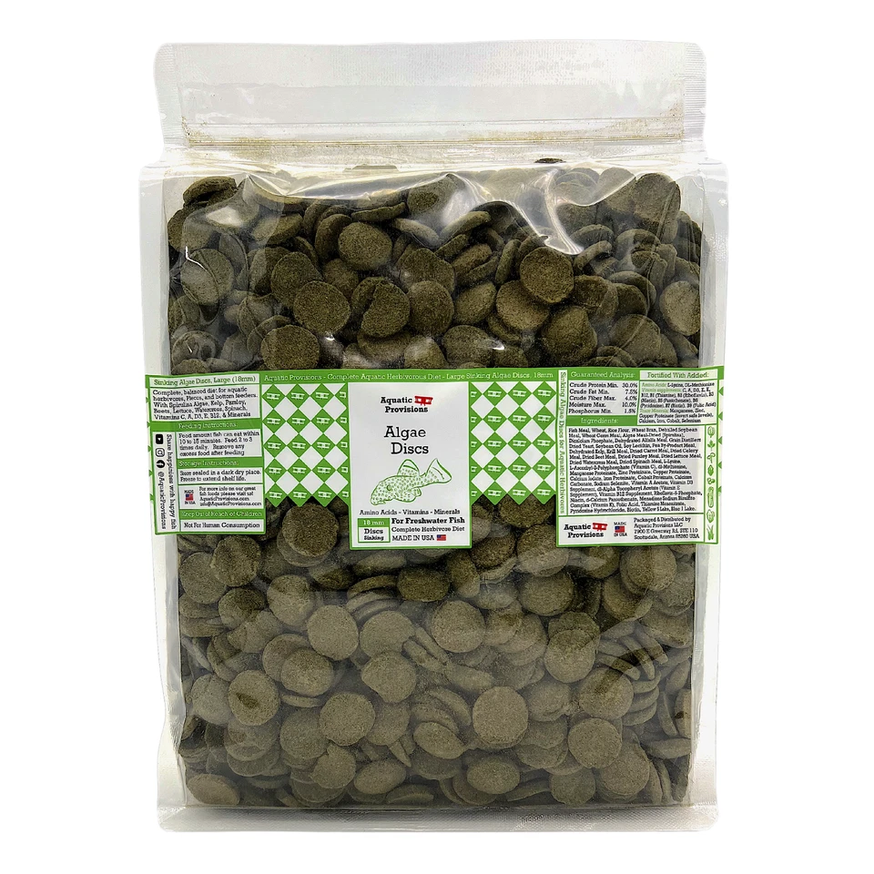 Obleas de disco de algas vegetales espirulina hundida de 18 mm herbívoro pleco alimento para peces 4 libras Foto 1 de 4