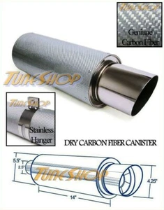 ASPEC SILVER DRY CARBON FIREBALL 2.5" INLET 4.25" CHROME TIP UNIVERSAL MUFFLER - Picture 1 of 1