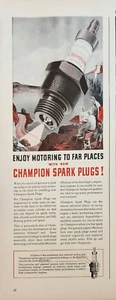 Bujías Champion 1940 anuncio vintage disfruta del motor a lugares lejanos - Imagen 1 de 2