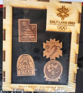 2002 Salt Lake Winter Olympic Solid Wood Collectible Pins Set - Picture 1 of 2