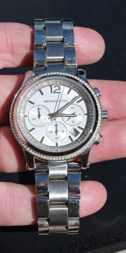Orologio Donna Michael Kors MK6062 Heidi Cronografo Argento Ha Bisogno di una Batteria Nuova