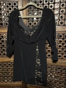 Bob Mackie 1900s Fleur De Lys Vintage Beaded Black Sequin Dress Size XS - Bild 1 von 5