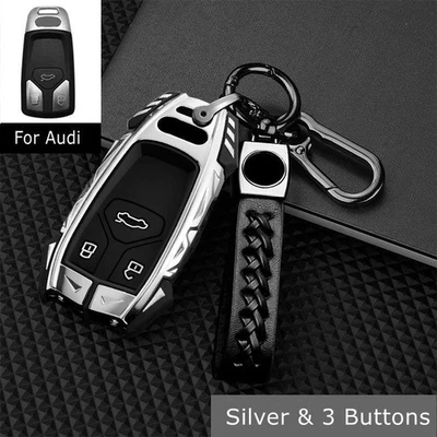 Zinc Alloy Silicone Car Key Fob Case Cover For Audi A4 A5 Q3 Q5 Q7 S4 TTS R8 RS4 - Image 1 of 3
