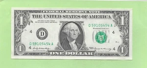 1969 ..UNCIRC $1  D 5910 5454 A  .... 1969  $1  D-A     NICE NOTE      FRN - Picture 1 of 2