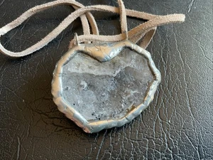 Natural Druzy Agate Slice Pendant Necklace Healing Crystal Quartz - Picture 1 of 5