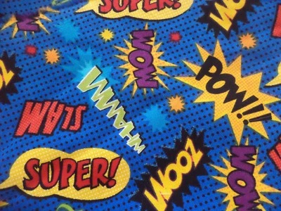 Super Heros Sayings Comic Book Fabric Zoom Zap Pow 4 7/8 Yards - Image 1 of 3