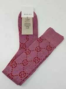 Gucci women's Socks Pink GG glitter Logo Medium 2500 - Picture 1 of 11