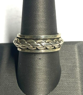 MEN'S 925 STERLING SILVER BRAIDED SPINNER BAND RING SIZE 9.5 - Image 1 of 4