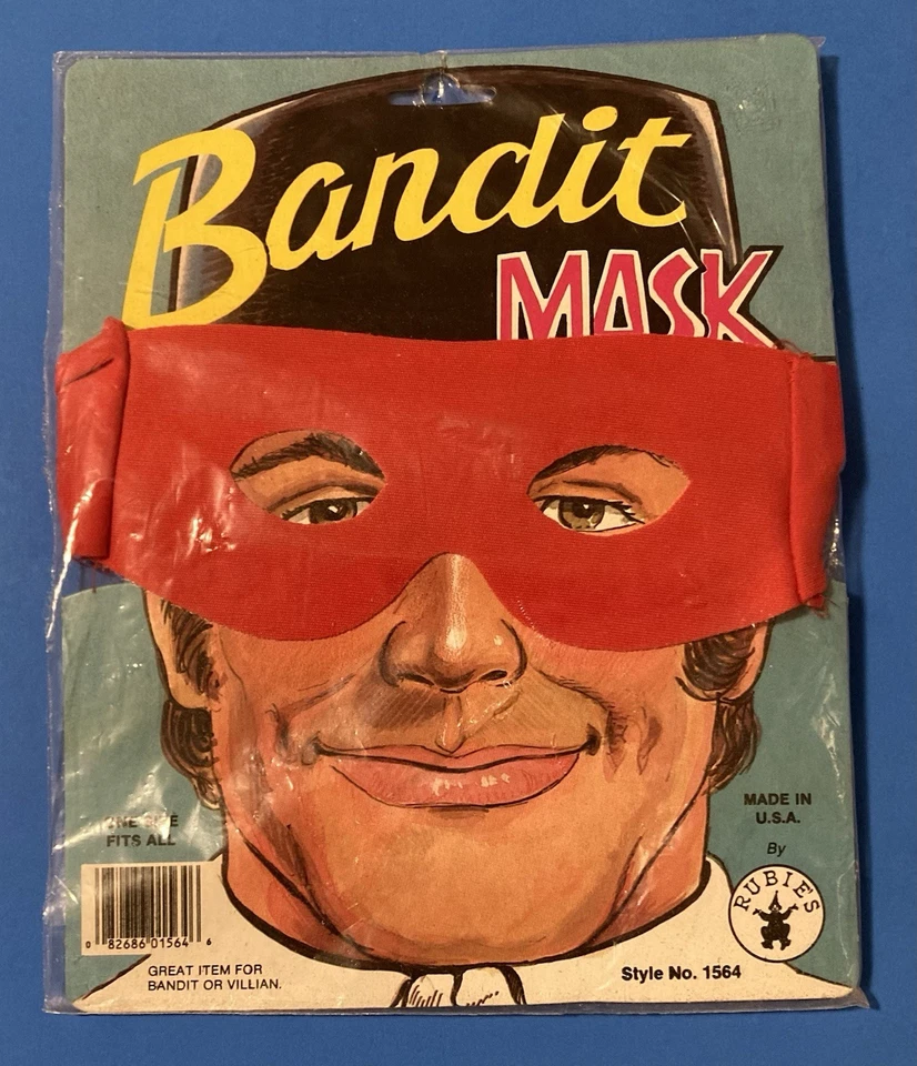 Bandit Mask Red Eyemask Fancy Dress Up Halloween Adult Costume Accessory - Image 1 of 2