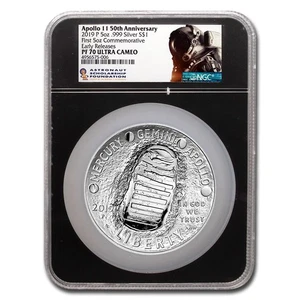 2019-P Apollo 11 50th Anniversary $1 5 oz Silver PF-70 NGC (ER) - Picture 1 of 3