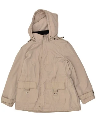 LONDON FOG Womens Hooded Windbreaker Jacket UK 18 XL Beige Polyester BG48 - Image 1 of 4