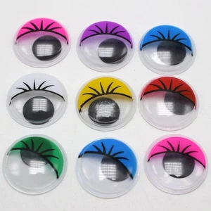 50 Mixed Color Eyelashes Wiggly Wobbly Googly Eyes 20mm foy DIY Doll Scrapbook - Picture 1 of 4