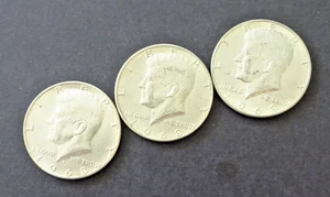 Kennedy Half Dollar Coins - 1968D - (3) - 40% Silver - 50 cent coins - Toning - Picture 1 of 2
