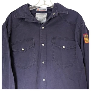 Camisa Just In Trend Para Hombres XL Azul Marino FR Resistente al Fuego Perla Snap HRC2 NFPA2112 - Imagen 1 de 9