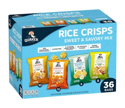Paquete de variedad de patatas fritas de arroz Quaker 36 unidades - Bolsas de bocadillos sin gluten Foto 1 de 3