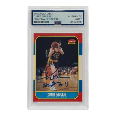 Tarjeta de novato Fleer 1986 autografiada por Chris Mullin #77 PSA autenticada Foto 1 de 2