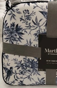 s/2 Martha Stewart BLU TOILE BIRD SEDIA FLOREALE IMBOTTITURE cuscino imbottito spesso - Foto 1 di 9