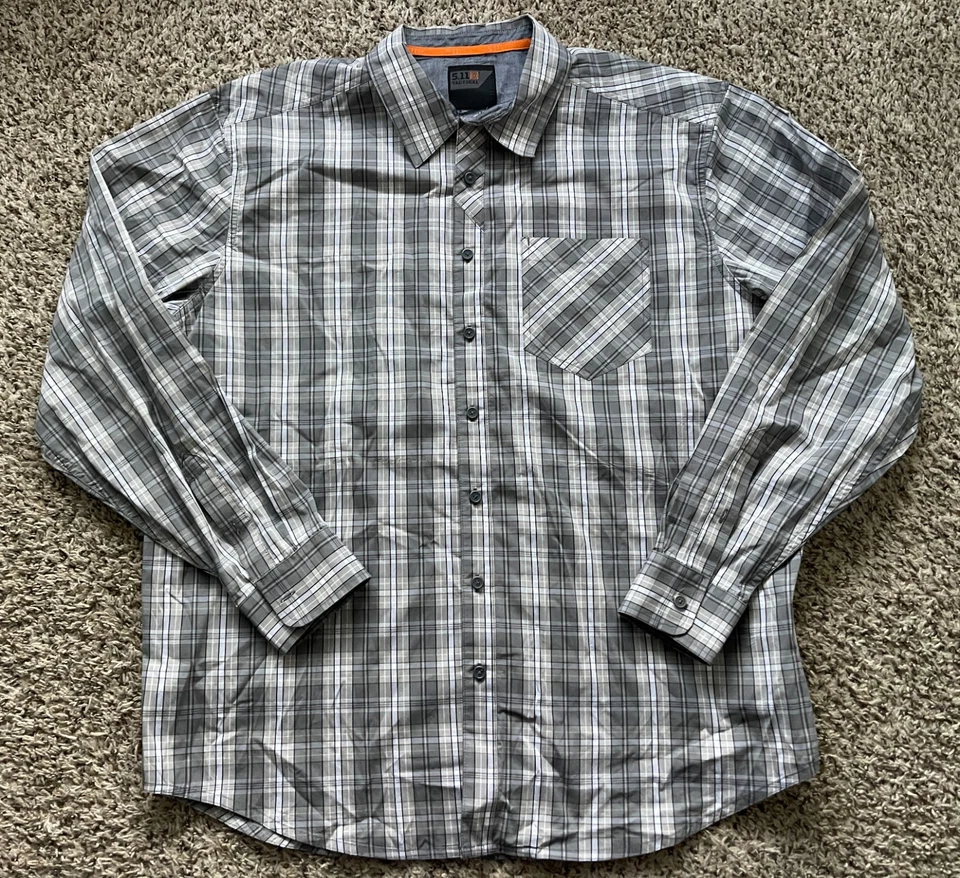 5.11 Tactical Covert Flex Long Sleeve Shirt Mens XL Gray Plaid Snap Close 72428 - Image 1 of 4