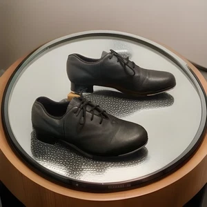 BLOCH 02 Shockwave Black Soft Leather Tap Shoes Women 7 M Lace Up Dance EUC - Picture 1 of 15