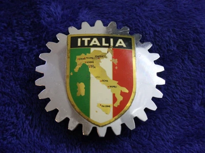 Vintage Chrome Italia Grille Badge Bumper Topper Sign Emblem Lancia Fiat Lambo - Image 1 of 4