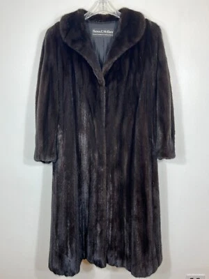 Abrigo de piel MINK clásico marrón oscuro negro para mujer XL extra grande 47" de largo Foto 1 de 4