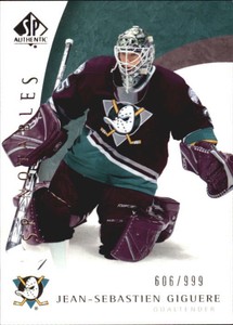 2005-06 SP Authentic Anaheim Ducks Hockey Card #116 Jean-Sebastien Giguere/999