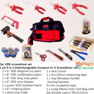33pc VDE Insulated Electrician Tool Set: Pliers, Knife, Stripper Screwdriver - Picture 1 of 9