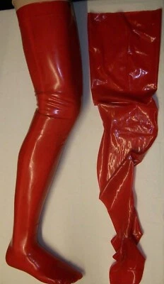BONDAGE FETISH RUBBER STOCKINGS LATEX BDSM RED SWINGING FISTING PEGGING PURE - Image 1 of 4