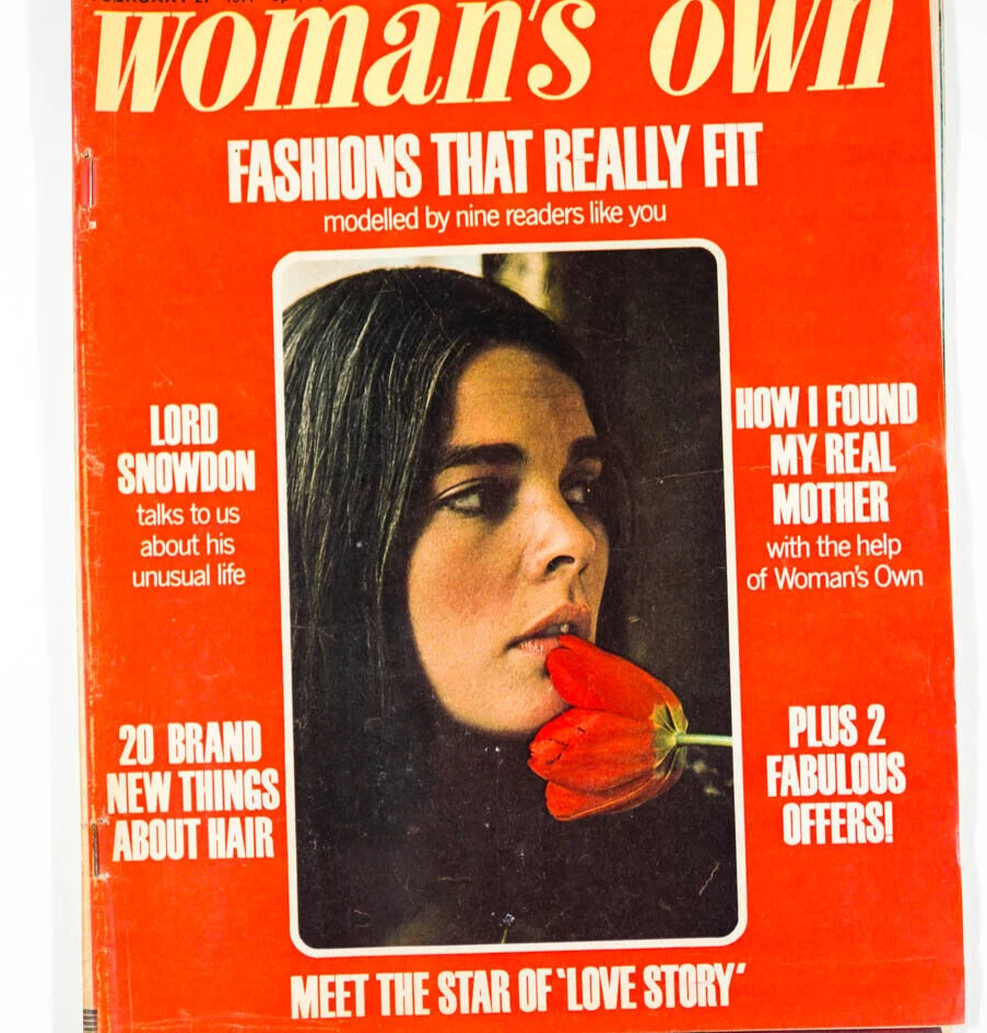 ALI MACGRAW LOVE STORY LORD SNOWDON HAIR FASHION Woman's Own magazine vtg 1970's - Image 1 of 1