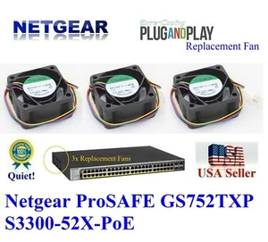 Paquete de 3 ventiladores de repuesto versión **silenciosa** para NETGEAR (GS752TXP) S3300-52X-PoE+ - Imagen 1 de 9