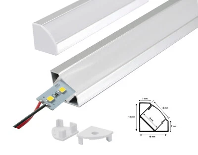 Eckprofil Aluprofil Aluminium Alu Schiene Winkelprofil mit LED Alu Strip 1m - Bild 1 von 2